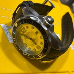 Invicta Men's Watch with Yellow Dial and Black Strap